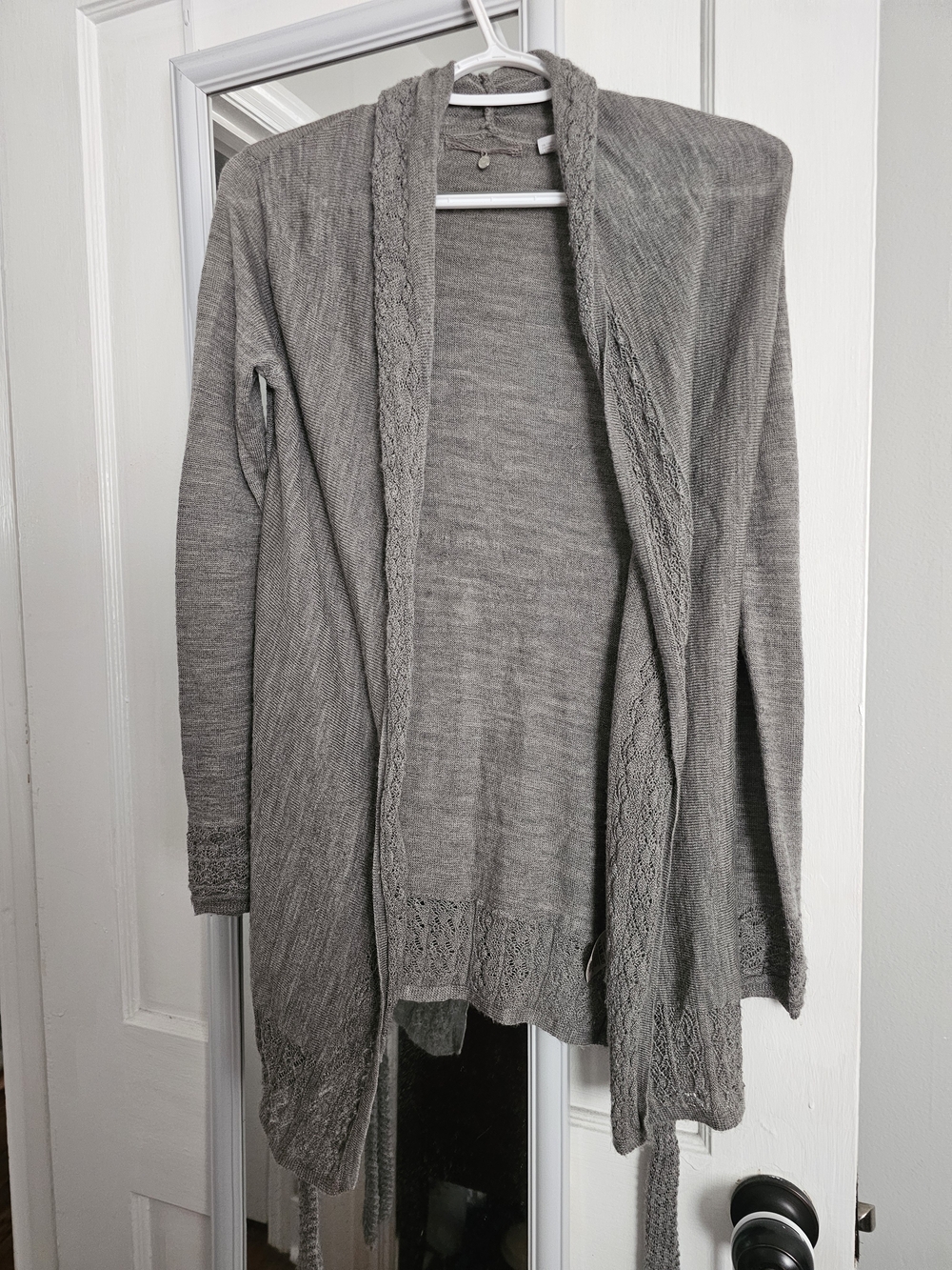 Anthroplogie Knit & Knotted Gray Open-Front Women's Cardigan Sweater